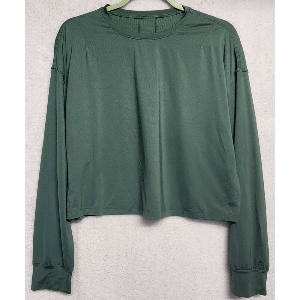 Lululemon Abrasion Resistant Training Top Womens 14 Forest Green Workout Running